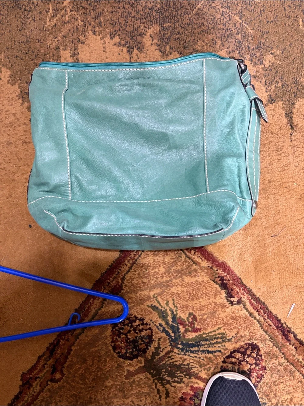 Fossil Teal Green Leather Hobo Shoulder Bag